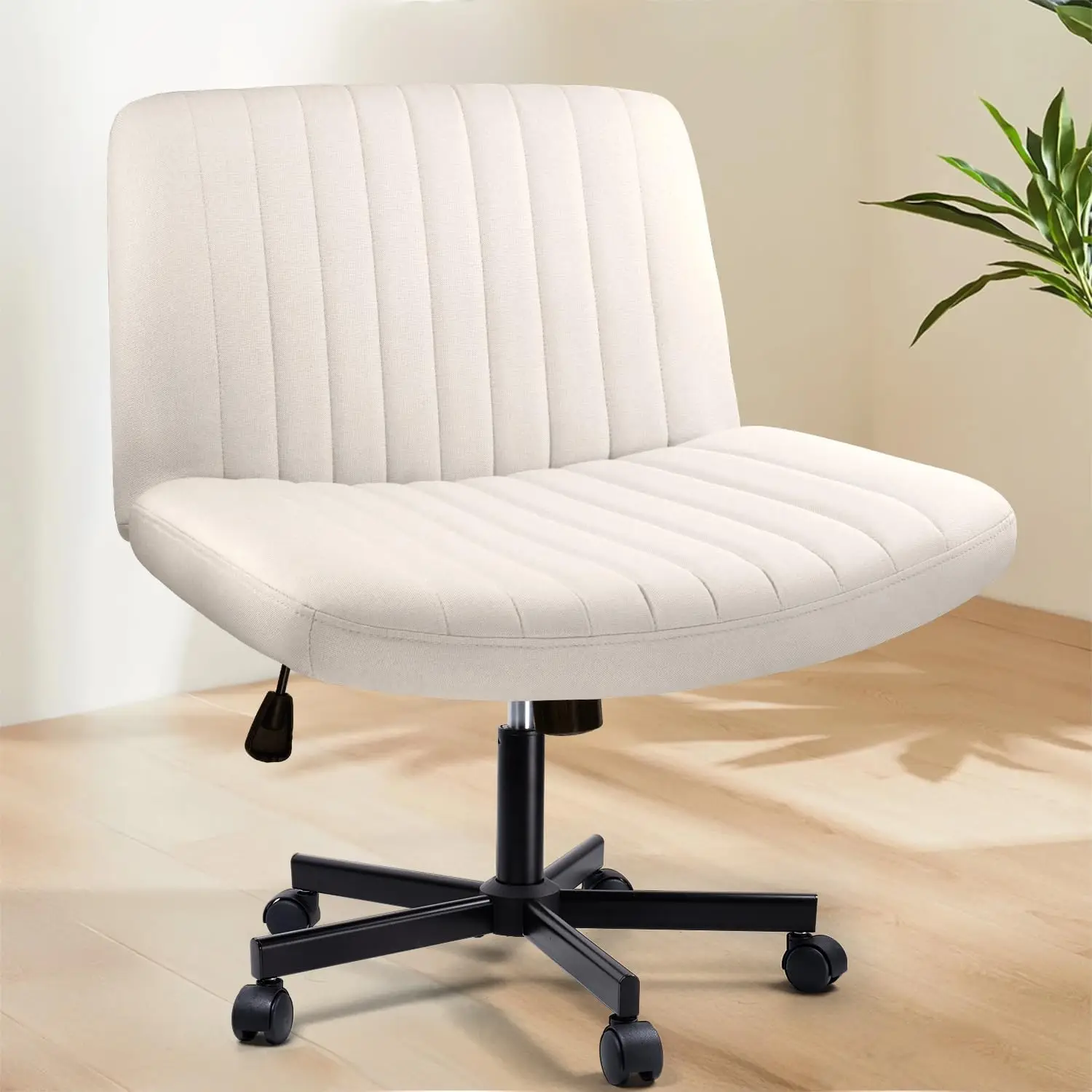 Criss Cross Chair With Wheels, Cross Legged Office Vanity Chair With Wheels, Comfortable Beige Vanity Chair With Back, Arml
Criss Cross Chair With Wheels, Cross Legged Office Vanity Chair With Wheels, Comfortable Beige Vanity Chair With Back, Arml