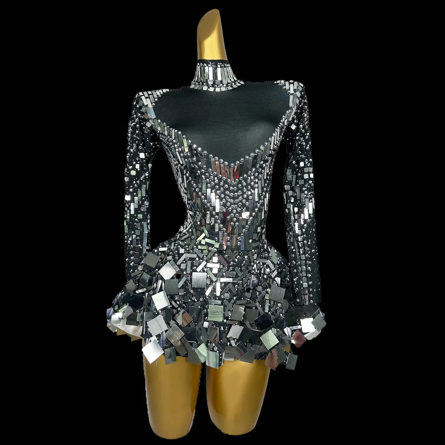 Women's Sexy Sequin Mini Skirt Long Sleeved Geometric Mirror Dress Wedding Party Birthday Dress Stage Performance Dress
Women's Sexy Sequin Mini Skirt Long Sleeved Geometric Mirror Dress Wedding Party Birthday Dress Stage Performance Dress