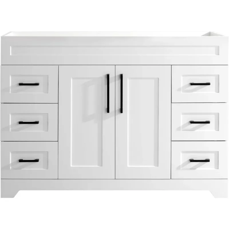 48” Bathroom Vanity White Base Cabinet, Freestanding Single Sink Configuration, 2 Soft Closing Doors and 6 Full Extension Drawer
48” Bathroom Vanity White Base Cabinet, Freestanding Single Sink Configuration, 2 Soft Closing Doors and 6 Full Extension Drawer