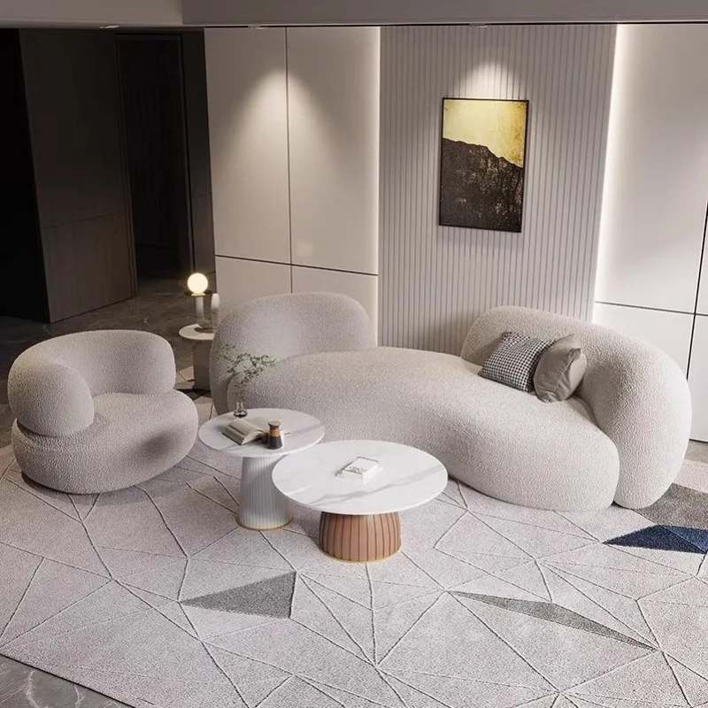 Modern simple fabric sofa beauty salon simple small apartment living room curved lamb wool high-end sofa
Modern simple fabric sofa beauty salon simple small apartment living room curved lamb wool high-end sofa