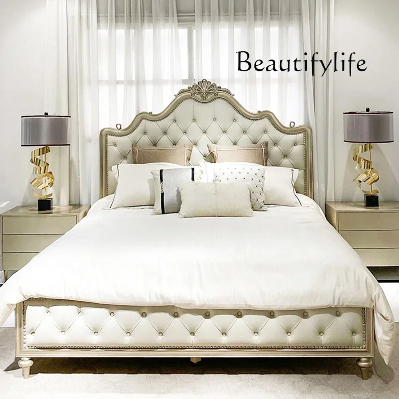 N42 American light luxury solid wood bed European leather French master bedroom wedding bed 1.8 meters double bed
N42 American light luxury solid wood bed European leather French master bedroom wedding bed 1.8 meters double bed