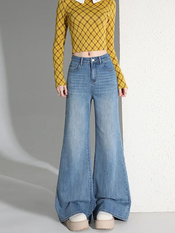 High Waist Bell Bottom Jeans Women's Loose Slimming Denim Pants Vintage Light Blue Casual Cotton Blend Comfortable Fit
High Waist Bell Bottom Jeans Women's Loose Slimming Denim Pants Vintage Light Blue Casual Cotton Blend Comfortable Fit