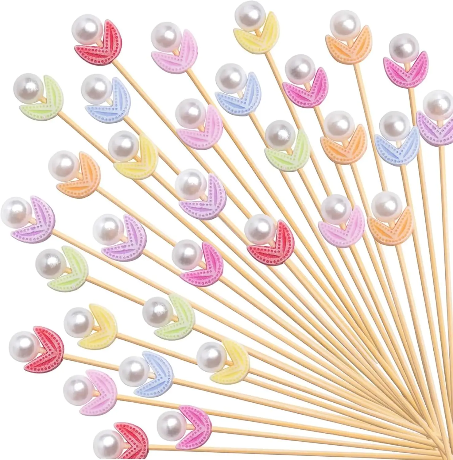 Fancy Toothpicks for Appetizers, 4.7 Inch Pearl Flower Skewers for Appetizers, Cocktail Picks for Drinks, Sandwich Fruit Charcut
Fancy Toothpicks for Appetizers, 4.7 Inch Pearl Flower Skewers for Appetizers, Cocktail Picks for Drinks, Sandwich Fruit Charcut