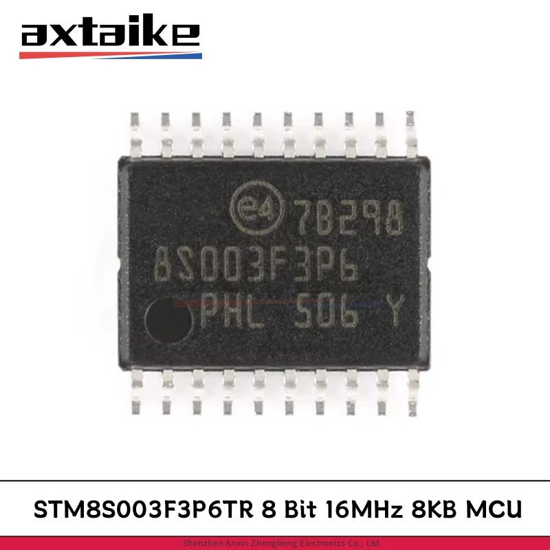 5/10PCS STM8S003F3P6TR 8S003F3P6 TSSOP-20 16MHz 8-bit MCU 8 Kbyte Flash 128 Byte Data EEPROM 10-bit ADC 3 timers UART SPI IC
5/10PCS STM8S003F3P6TR 8S003F3P6 TSSOP-20 16MHz 8-bit MCU 8 Kbyte Flash 128 Byte Data EEPROM 10-bit ADC 3 timers UART SPI IC