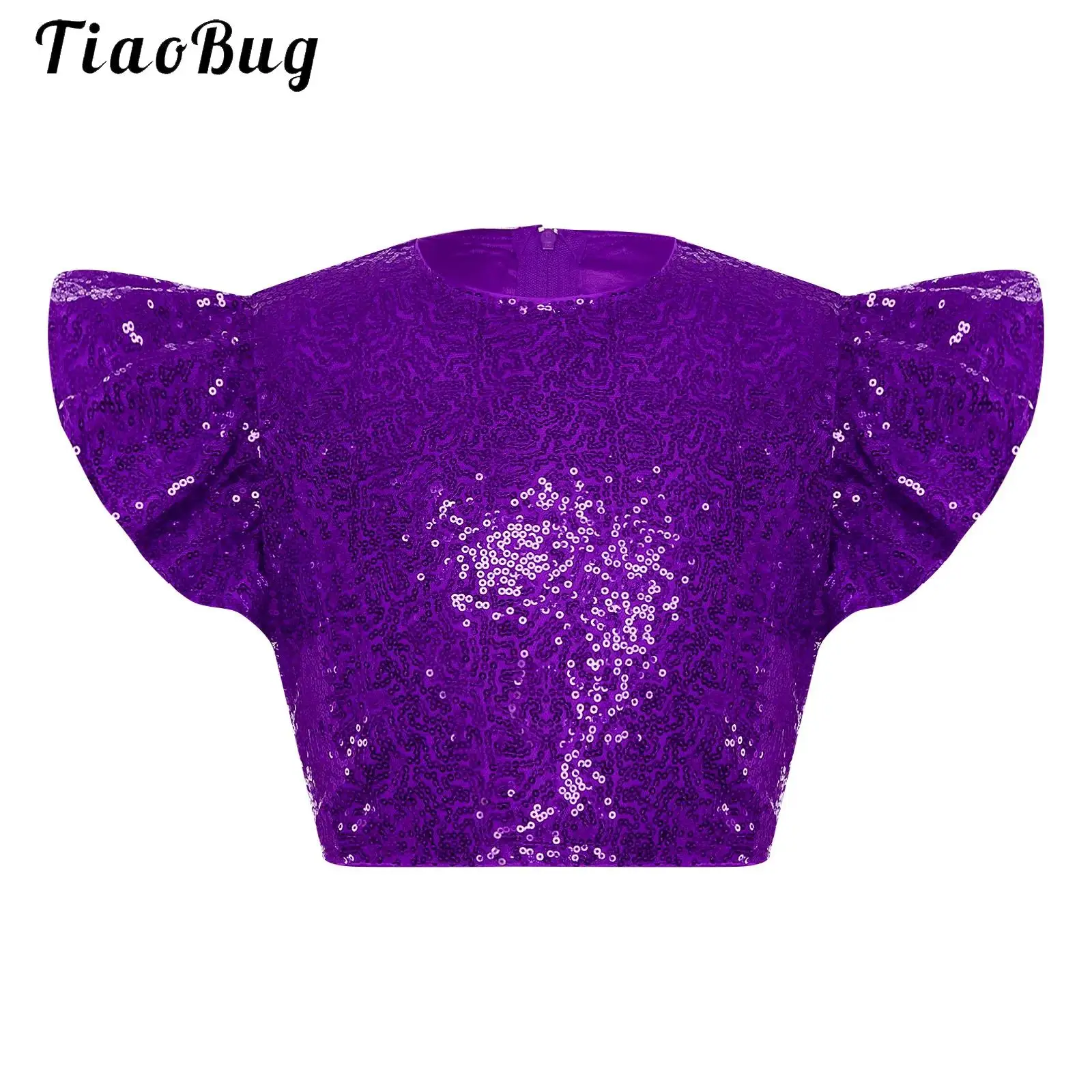 Kids Girls Glittery Sequin Crop Top Crew Neck Ruffled Fly Sleeve Zipper Fully Lined Blouse Top Princess Birthday Party Costume
Kids Girls Glittery Sequin Crop Top Crew Neck Ruffled Fly Sleeve Zipper Fully Lined Blouse Top Princess Birthday Party Costume