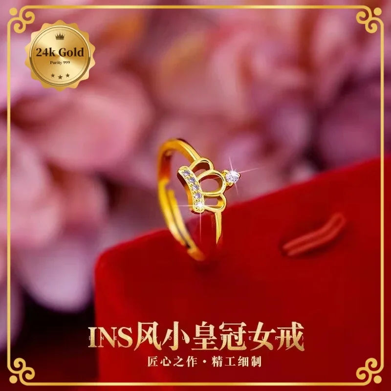 24k 999Real Gold Ring Japan and South Korea Internet Hot Crown Ring Diamond Crown
24k 999Real Gold Ring Japan and South Korea Internet Hot Crown Ring Diamond Crown