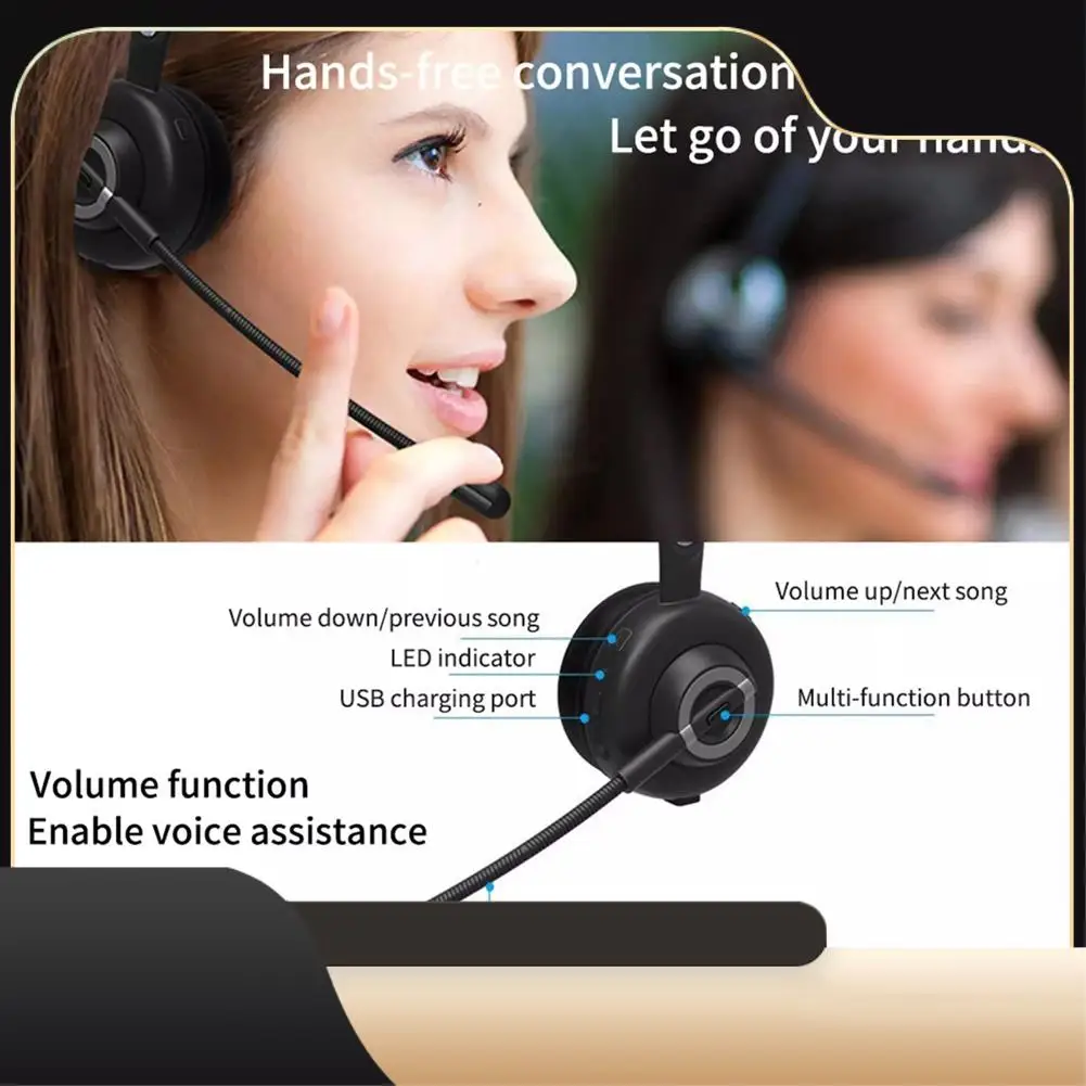 Bluetooth Wireless Headset With Microphone Hands-Free Call Earphone Charging Base For Call Center Office Truck Driver-T44C
Bluetooth Wireless Headset With Microphone Hands-Free Call Earphone Charging Base For Call Center Office Truck Driver-T44C