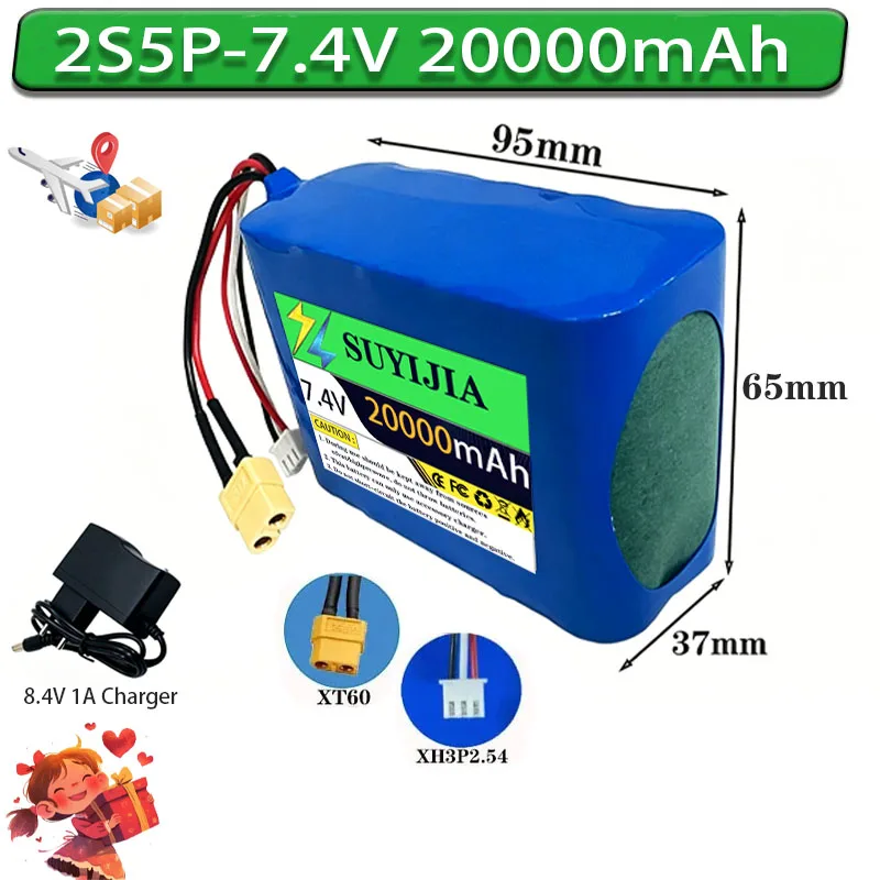 Original 2S5P 7.4V 20Ah18650 lithium battery pack 20000mAh high current high power battery built-in BMS drone model electric toy
Original 2S5P 7.4V 20Ah18650 lithium battery pack 20000mAh high current high power battery built-in BMS drone model electric toy