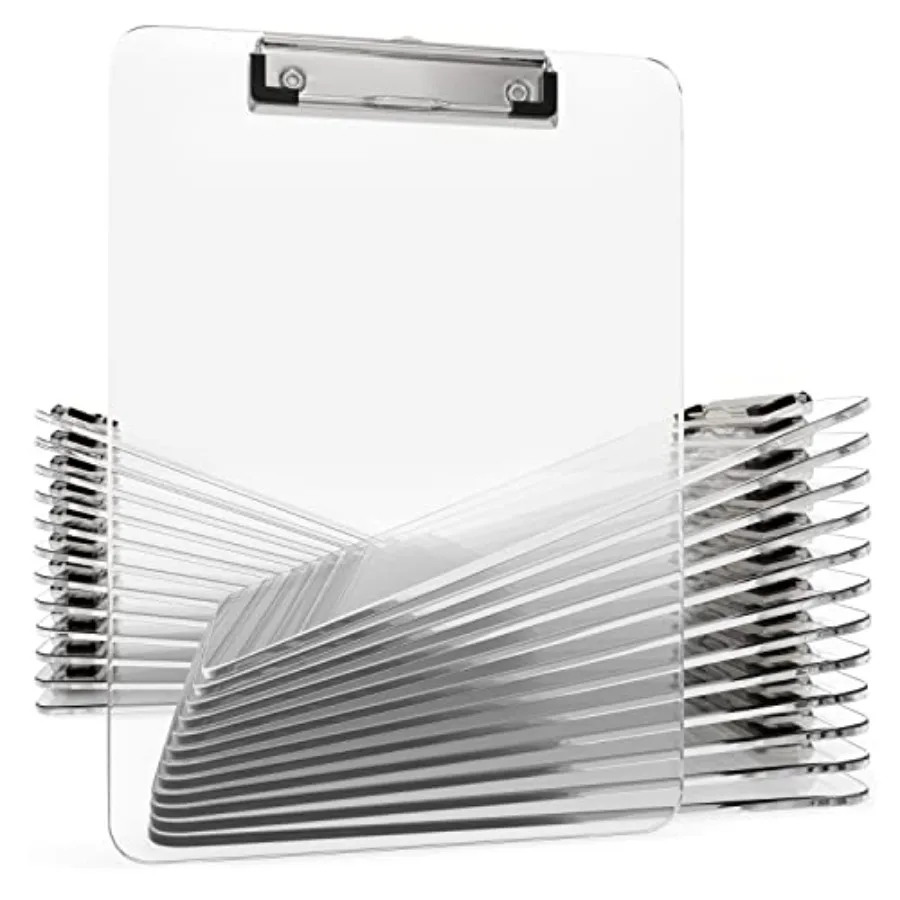 25 Pack Acrylic Clear Clipboards Bulk Plastic Clipboard with Low Profile Metal Clip 12.5 x 9 Inch Letter Size Classroom Set wit
25 Pack Acrylic Clear Clipboards Bulk Plastic Clipboard with Low Profile Metal Clip 12.5 x 9 Inch Letter Size Classroom Set wit