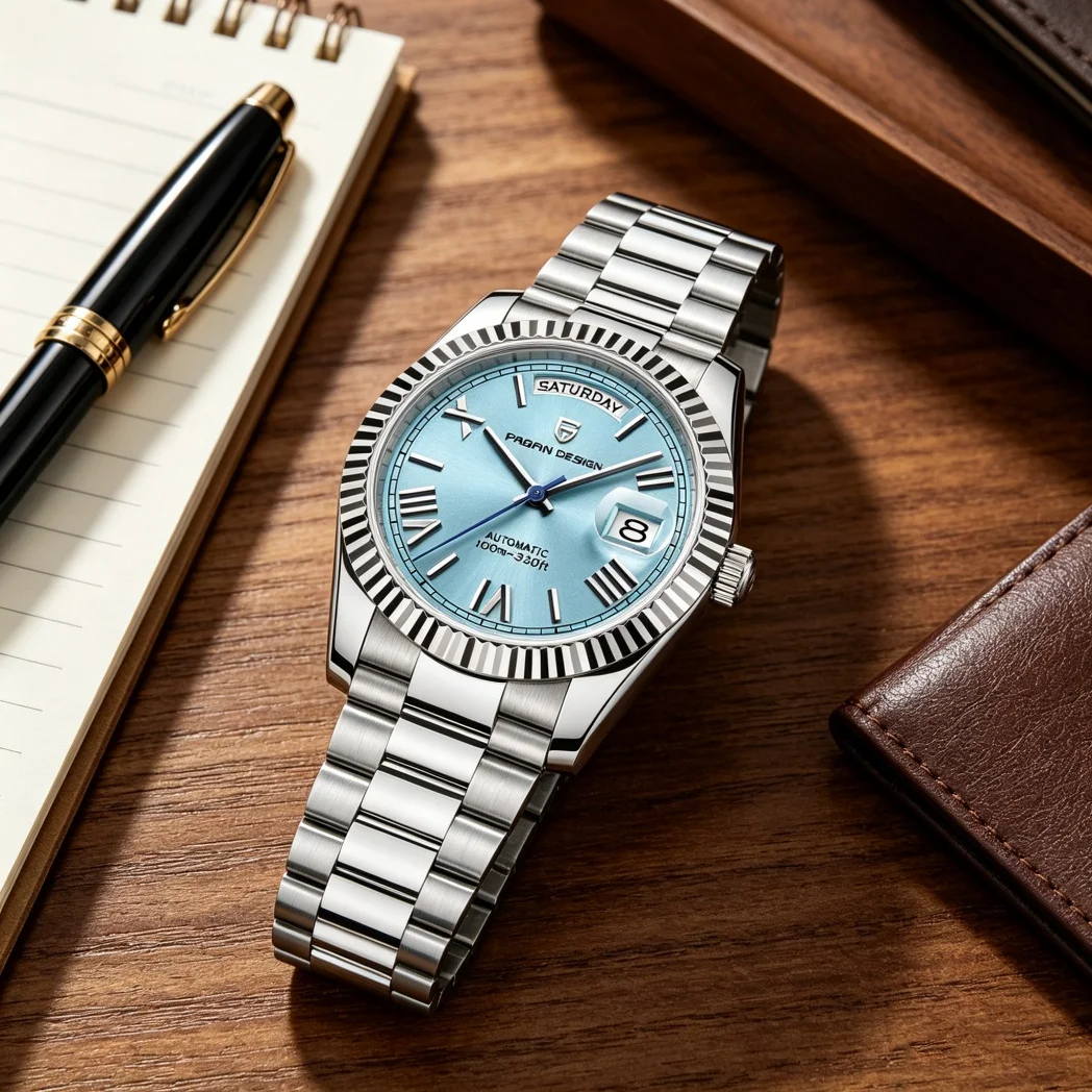 PAGANI DESIGN Week Calendar Type All Steel Watch Mechanical Sapphire Luxury ST16 Man watch Rome 36mm Dial Waterproof Men watch
PAGANI DESIGN Week Calendar Type All Steel Watch Mechanical Sapphire Luxury ST16 Man watch Rome 36mm Dial Waterproof Men watch