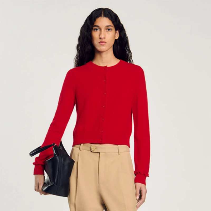 Ele Red Knitted Open Cardigan Women's Top with Lace Trim S Home Early Autumn New Sle Ladylike Commute Sle Regular Fit
Ele Red Knitted Open Cardigan Women's Top with Lace Trim S Home Early Autumn New Sle Ladylike Commute Sle Regular Fit