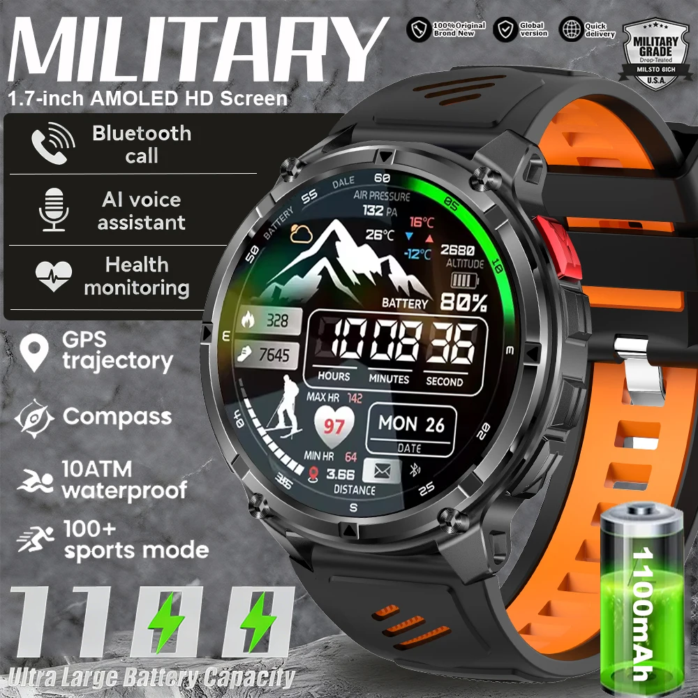 New Men TANK1100mAh Ultra Durable Battery Smart Watch GPS Compass Waterproof Bluetooth Call 100+Sport Mode Flashlight Smartwatch
New Men TANK1100mAh Ultra Durable Battery Smart Watch GPS Compass Waterproof Bluetooth Call 100+Sport Mode Flashlight Smartwatch