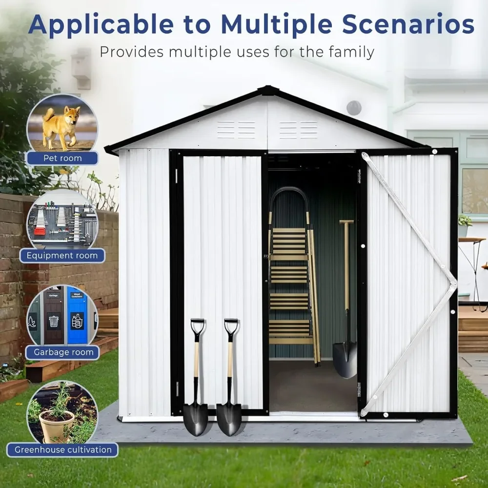 Waterproof Garden Storage Tool Shed, Base Frame for Backyard Patio, 6' × 4' Metal Outdoor Storage Shed with Door & Lock
Waterproof Garden Storage Tool Shed, Base Frame for Backyard Patio, 6' × 4' Metal Outdoor Storage Shed with Door & Lock
