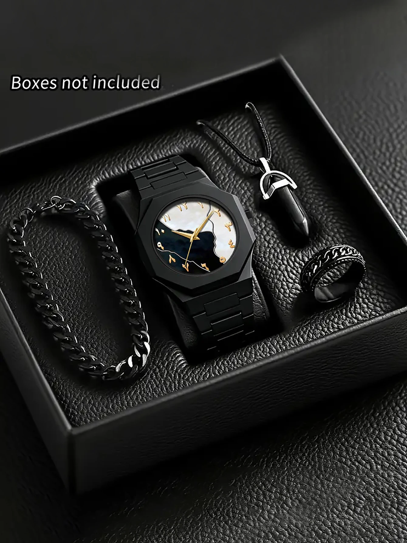 Men's Quartz Watch Bracelet Necklace Ring Set Plastic Strap Suitable for Daily Wear Festival Gifts Box Not Included
Men's Quartz Watch Bracelet Necklace Ring Set Plastic Strap Suitable for Daily Wear Festival Gifts Box Not Included