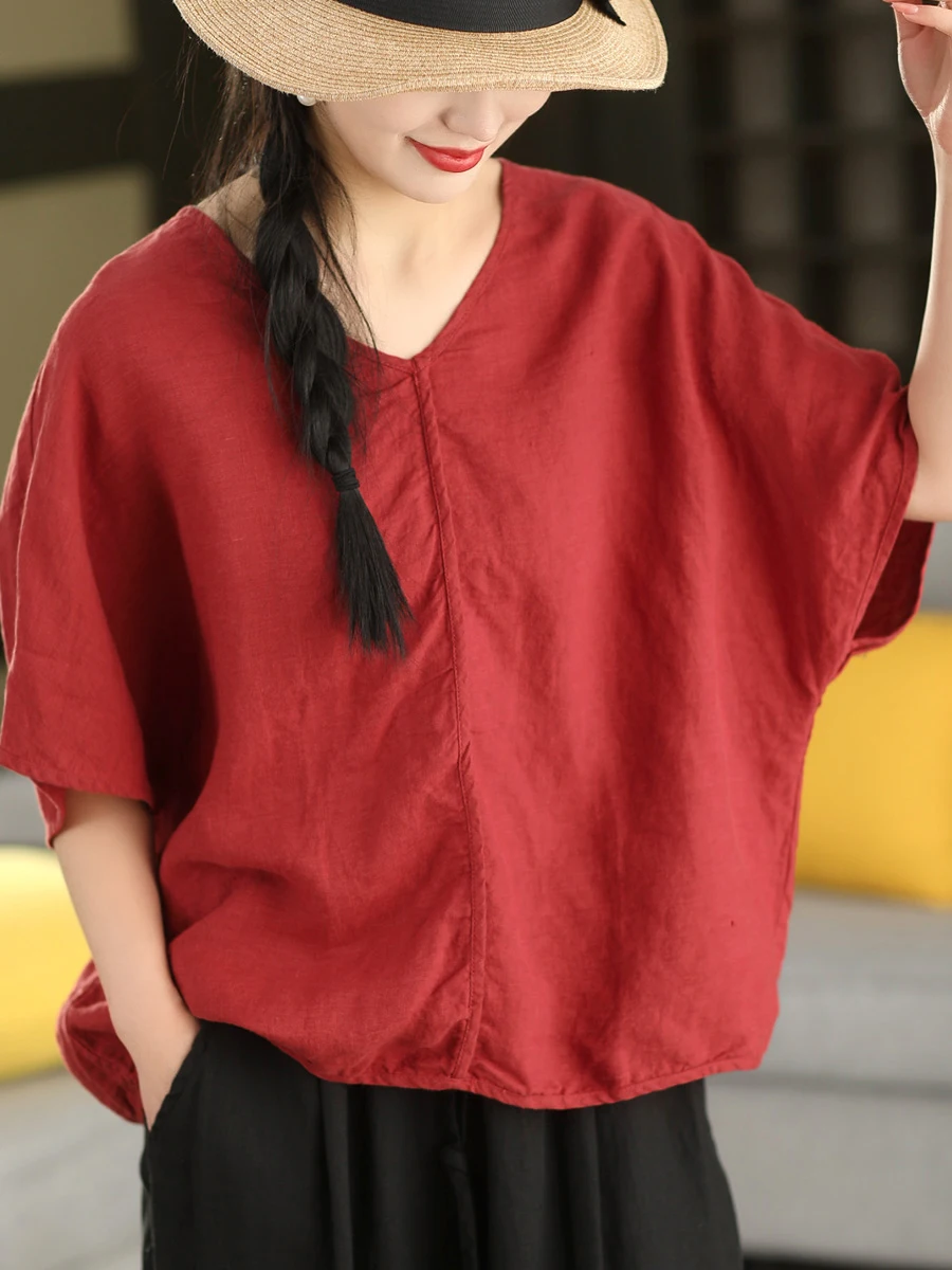 Retro Washed Linen Shirt Women's V-Neck mid Sleeve Short Sleeve Overhead Summer Top Breathable Comfortable Loose Fit Casual S...
Retro Washed Linen Shirt Women's V-Neck mid Sleeve Short Sleeve Overhead Summer Top Breathable Comfortable Loose Fit Casual S...