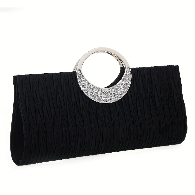 Ruched Satin Evening Bag, Elegant Clutch Purse For Women, Rhinestone Decor For Party Wedding Prom For Carnaval And Music Festiv
Ruched Satin Evening Bag, Elegant Clutch Purse For Women, Rhinestone Decor For Party Wedding Prom For Carnaval And Music Festiv