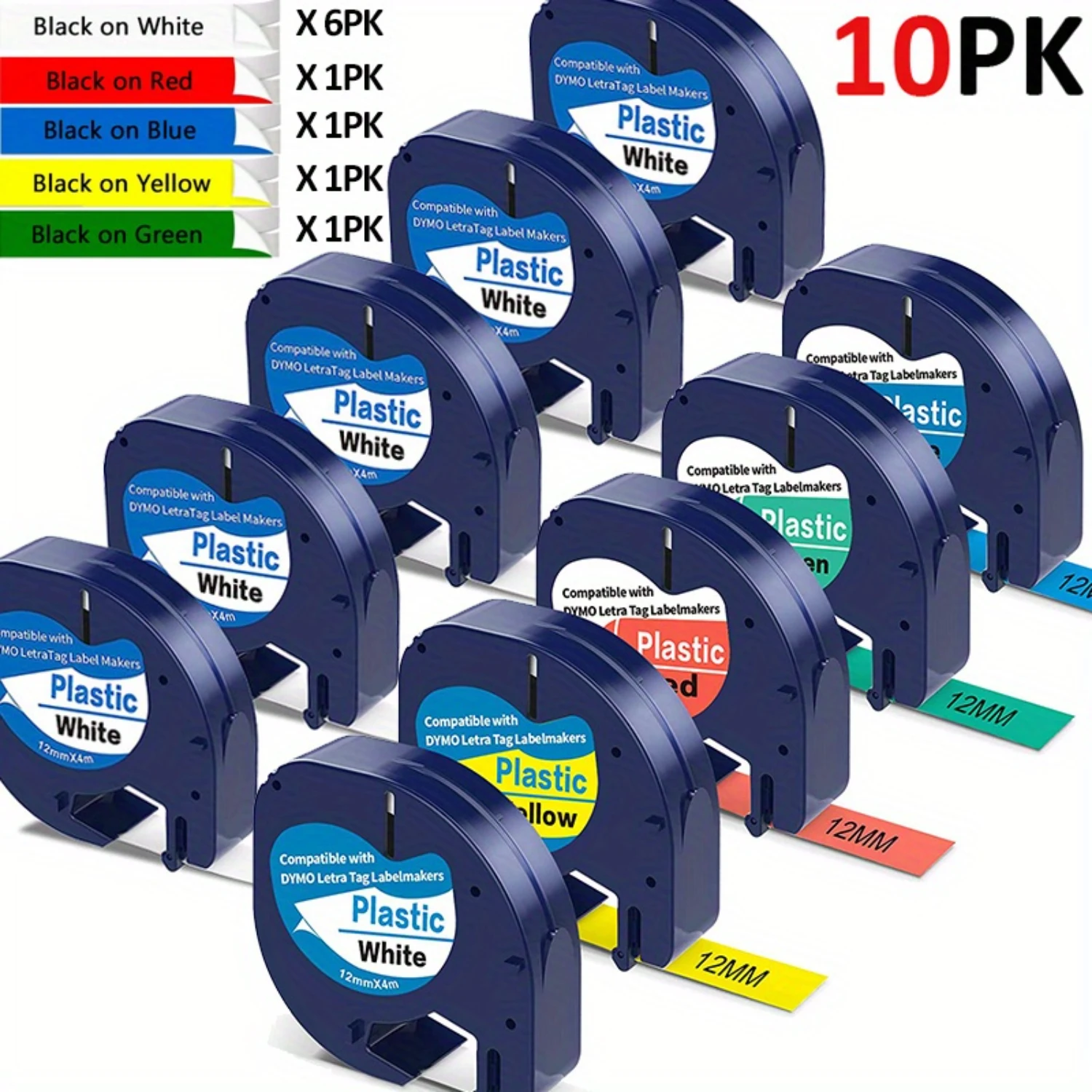 10-Pack Replacement for DYMO Letratag Refills Colored Plastic for Dymo Label Maker Letratag 100H Tape 91331 91332 91333 91334 91
10-Pack Replacement for DYMO Letratag Refills Colored Plastic for Dymo Label Maker Letratag 100H Tape 91331 91332 91333 91334 91