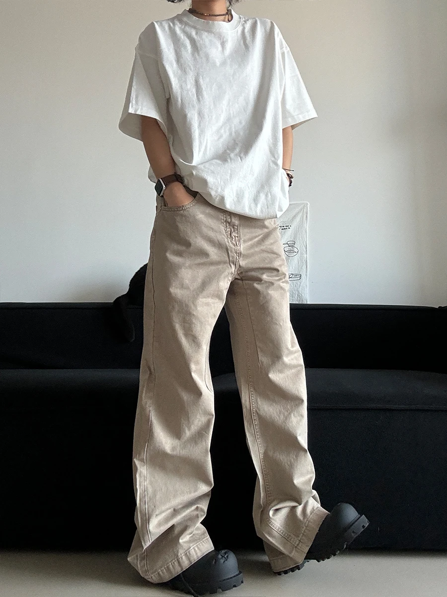 Khaki Vintage Distressed Loose Fit Straight Leg Men's Jeans CleanFit Workwear Trousers Long Cotton Casual Pants
Khaki Vintage Distressed Loose Fit Straight Leg Men's Jeans CleanFit Workwear Trousers Long Cotton Casual Pants