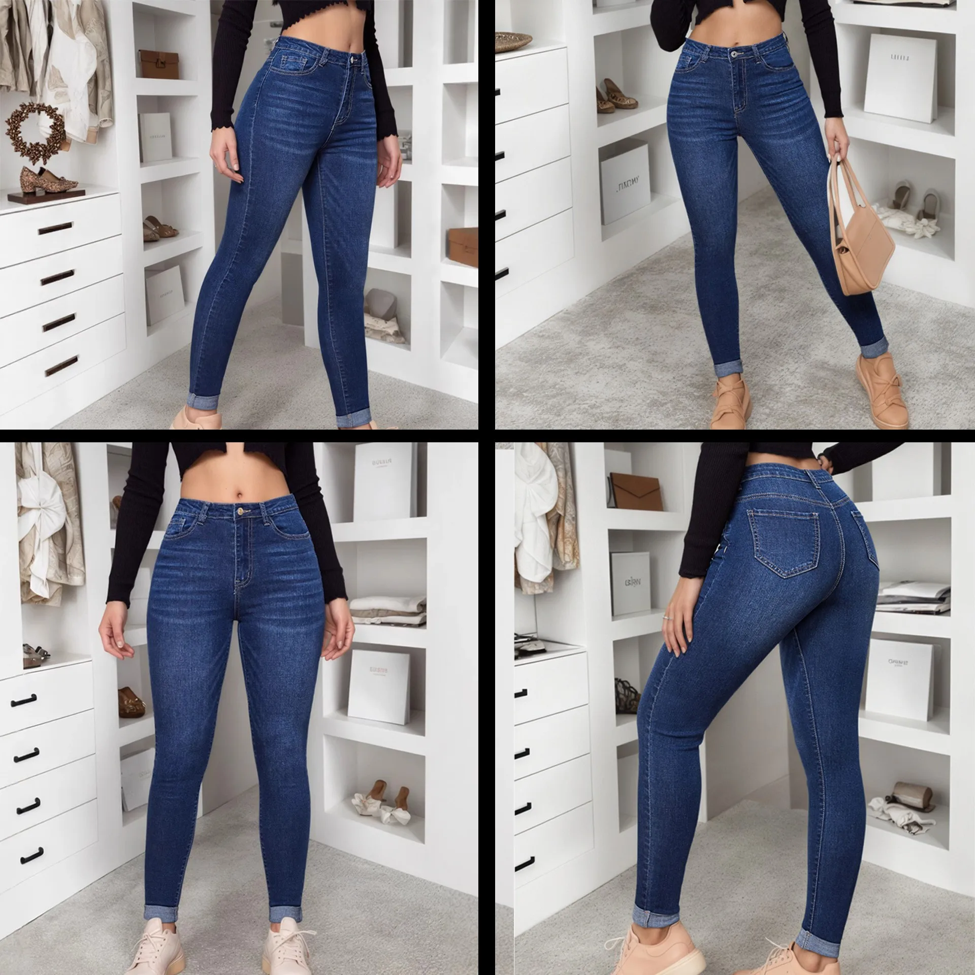 Women's Jeans Cotton Washed Full Length Denim Pants High Waist Cuffed Hem Five Pocket Skinny Jeans Stretch Form Fitting Slim
Women's Jeans Cotton Washed Full Length Denim Pants High Waist Cuffed Hem Five Pocket Skinny Jeans Stretch Form Fitting Slim