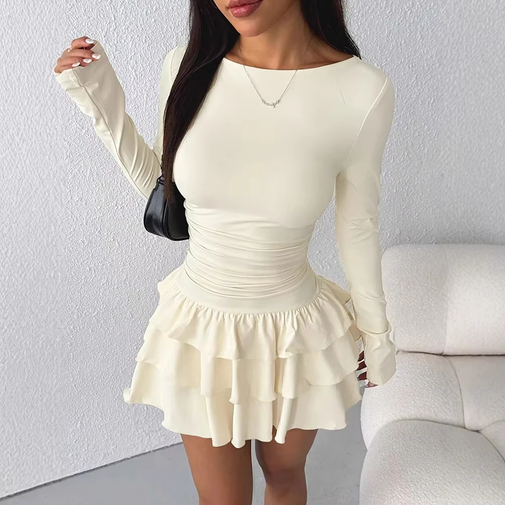 New Spring Summer Solid Color Round Neck Women Dress Slim Fit Long Sleeve High Waist Design Elegant Casual Dresses For Ladies
New Spring Summer Solid Color Round Neck Women Dress Slim Fit Long Sleeve High Waist Design Elegant Casual Dresses For Ladies