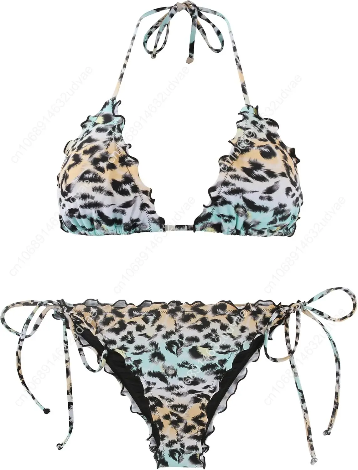 Leopard Pattern Women's Wavy Bikini Set Women Tie Side Bottom Padded Top Triangle Bikini String Bathing Suit Two Piece Swimsuit
Leopard Pattern Women's Wavy Bikini Set Women Tie Side Bottom Padded Top Triangle Bikini String Bathing Suit Two Piece Swimsuit