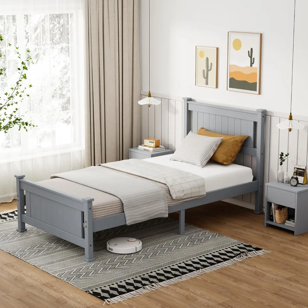 Twin Bed Frame Wood Platform Bed Frame Single Panel Bed with Headboard, No Box Spring Needed Panel Bed, Wood Slat Support
Twin Bed Frame Wood Platform Bed Frame Single Panel Bed with Headboard, No Box Spring Needed Panel Bed, Wood Slat Support