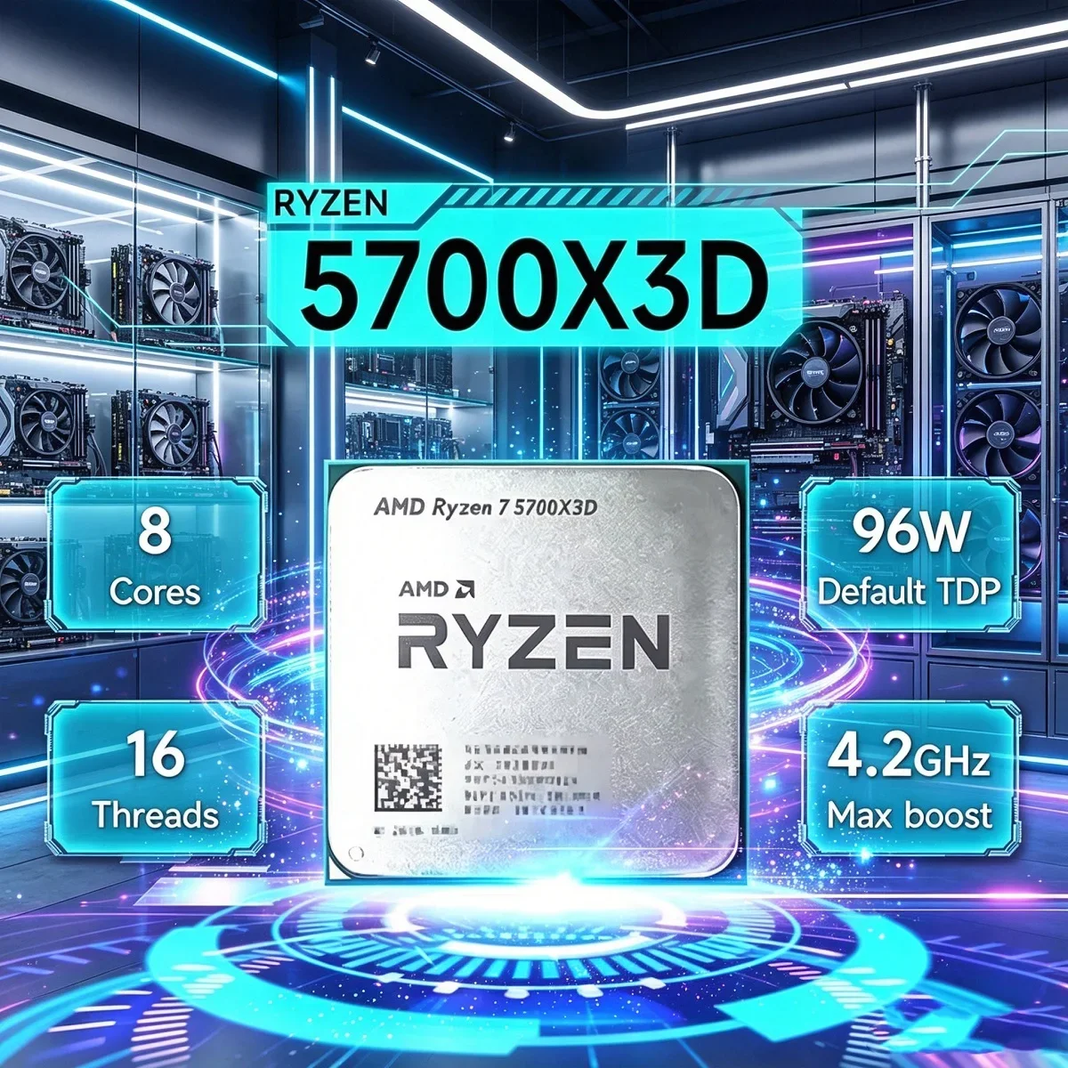 AMD Ryzen 7 5700X3D for X570 B550 Bulk CPU Ryzen 5000 Series Processor AM4 CPU DDR4 8-Cores 16 105W
AMD Ryzen 7 5700X3D for X570 B550 Bulk CPU Ryzen 5000 Series Processor AM4 CPU DDR4 8-Cores 16 105W