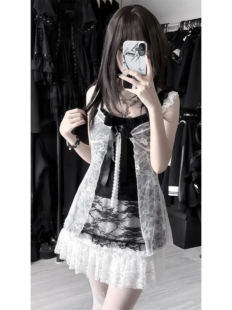 Onalippa 2026 Women Y2K Japanese Set Sweet Vintage Bow Lace Splicing Strap Dress Cardigan Two Piece Set
Onalippa 2026 Women Y2K Japanese Set Sweet Vintage Bow Lace Splicing Strap Dress Cardigan Two Piece Set