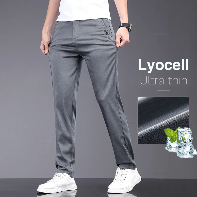 Lyocell Casual Pants Men's 2024 Summer Ultra-thin Breathable Soft Ice Silk Elastic Straight Business Trousers Black Gray
Lyocell Casual Pants Men's 2024 Summer Ultra-thin Breathable Soft Ice Silk Elastic Straight Business Trousers Black Gray