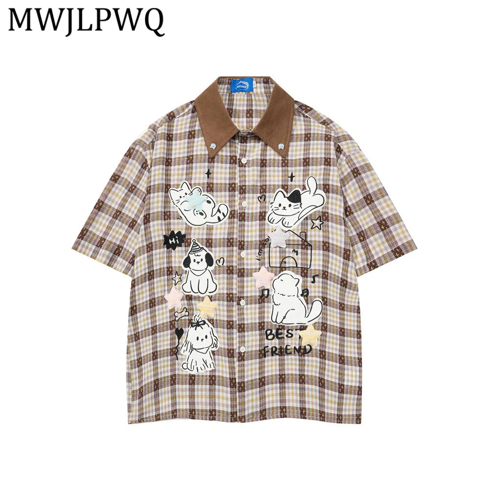 MWJLPWQ Men's Tide Embroidered Short-Sleeve Shirt Loose Fit American Street Style Casual Lapel Tops For Spring Summer 16429
MWJLPWQ Men's Tide Embroidered Short-Sleeve Shirt Loose Fit American Street Style Casual Lapel Tops For Spring Summer 16429