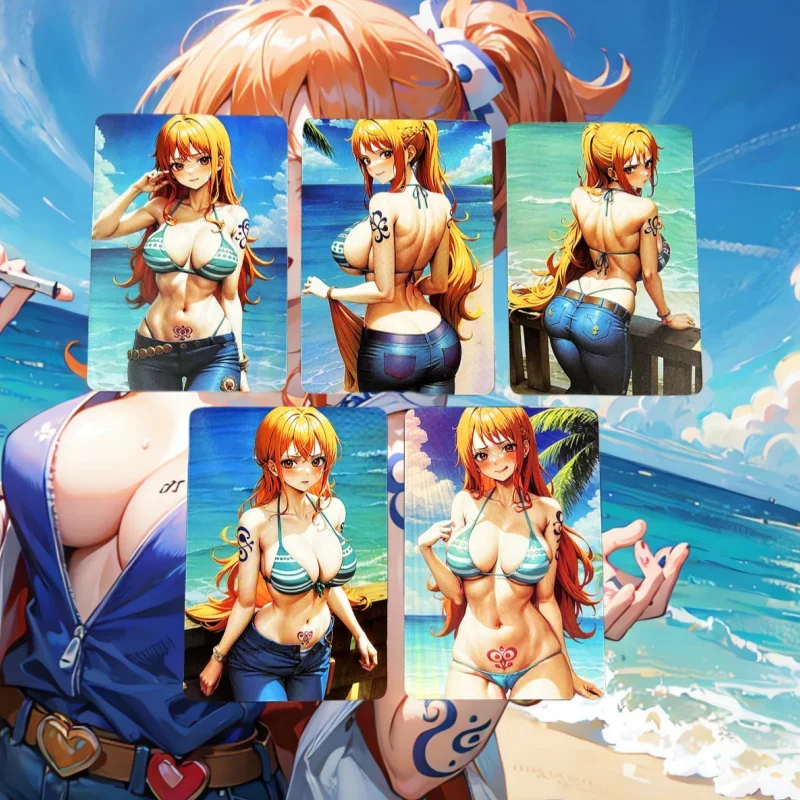 5Pcs/Set ONE PIECE Anime Sexy Girl Cards Nami ACG Self Made Manga Collection Refractive Colorful Flash Cards DIY Toy Small Set
5Pcs/Set ONE PIECE Anime Sexy Girl Cards Nami ACG Self Made Manga Collection Refractive Colorful Flash Cards DIY Toy Small Set