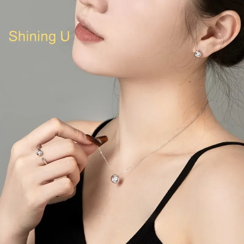 Shining U S925 Silver High Carbon Dimond Gems Jewelry Set Earrings Necklace for Women Fine Jewelry Cleanfit
Shining U S925 Silver High Carbon Dimond Gems Jewelry Set Earrings Necklace for Women Fine Jewelry Cleanfit