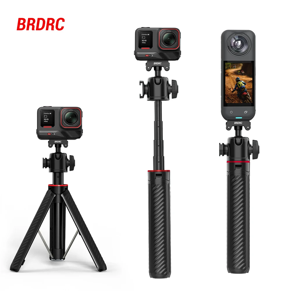 BRDRC Tripod Selfie Stick for Insta360 Ace Pro 2/X5 Mount Adapter Photography Rod Wiht 360°Ball Head Cold Shoe Accessories
BRDRC Tripod Selfie Stick for Insta360 Ace Pro 2/X5 Mount Adapter Photography Rod Wiht 360°Ball Head Cold Shoe Accessories