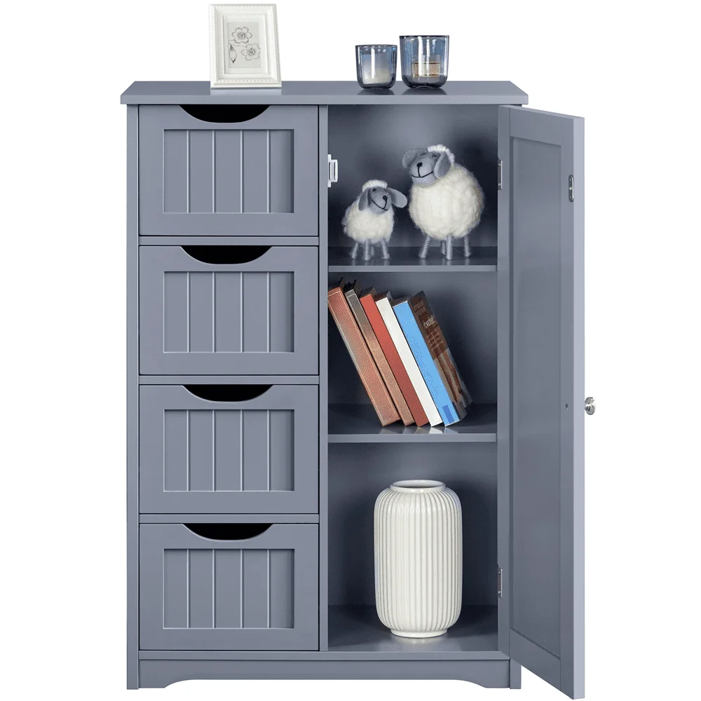 Wooden Bathroom Cabinet Bathroom Storage Unit With 4 Drawers, Gray
Wooden Bathroom Cabinet Bathroom Storage Unit With 4 Drawers, Gray
