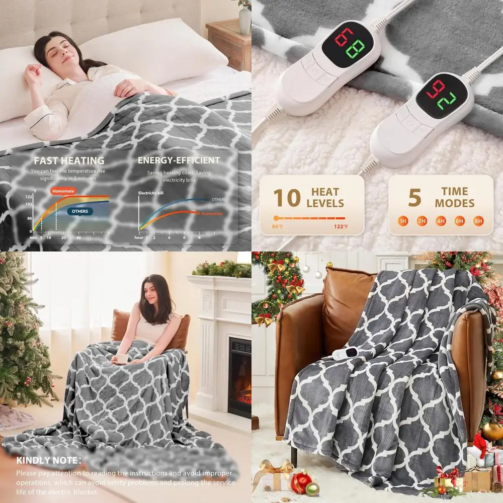 King Size Electric Blanket - 100x90 with 10 Heat Levels, 8-Hour Auto Shut-Off, Overheat Protection, ETL Certified for Cozy Home
King Size Electric Blanket - 100x90 with 10 Heat Levels, 8-Hour Auto Shut-Off, Overheat Protection, ETL Certified for Cozy Home