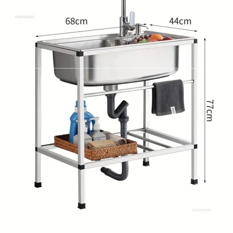 Thick Stainless Steel Kitchen Sinks with Bracket Multifunction Single Wash Basin Floor-standing Commercial Kitchen Washing Sinks
Thick Stainless Steel Kitchen Sinks with Bracket Multifunction Single Wash Basin Floor-standing Commercial Kitchen Washing Sinks