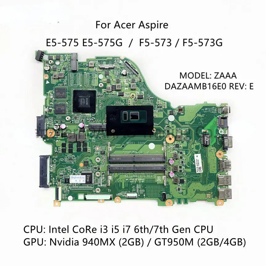 Для Acer Aspire E5-575 основная плата i3 i5 i7 CPU 940MX GT950M 2 ГБ/4 ГБ-DAZAAMB16E0
Для Acer Aspire E5-575 основная плата i3 i5 i7 CPU 940MX GT950M 2 ГБ/4 ГБ-DAZAAMB16E0