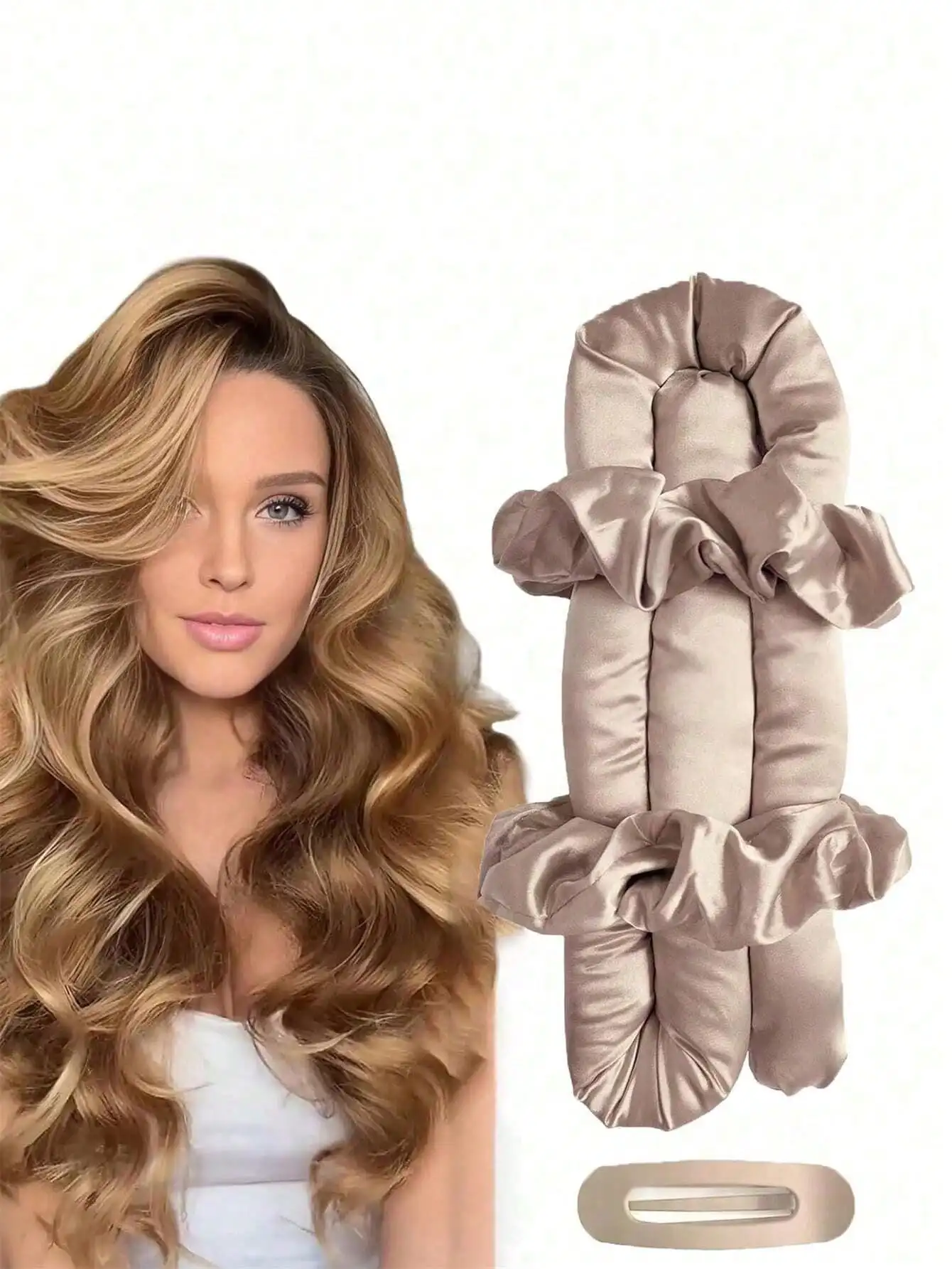 4pcs 3-In-1 No-Heat Curling System, Includes Adjustable Headband And Clamps, Made Of Premium Mulberry Silk And Satin, Comes With Luxury Velvet Storage Bag, Overnight No-Heat Curling Technology For Natural Waves, Voluminous Curls And Damage-Free Styling, I
4pcs 3-In-1 No-Heat Curling System, Includes Adjustable Headband And Clamps, Made Of Premium Mulberry Silk And Satin, Comes With Luxury Velvet Storage Bag, Overnight No-Heat Curling Technology For Natural Waves, Voluminous Curls And Damage-Free Styling, I