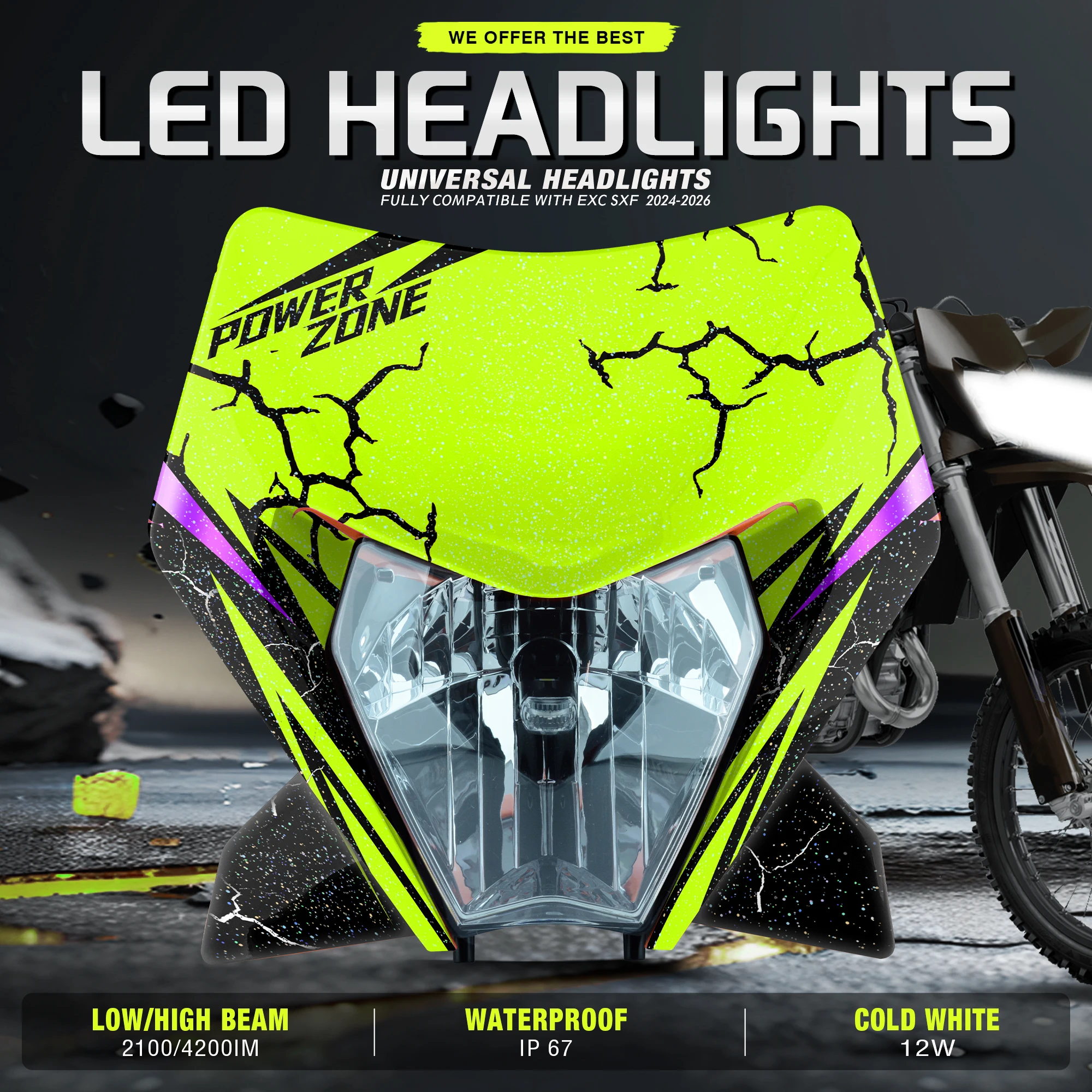 PowerZone Motorcycle Dirt Bike Headlight with Sticker For KTM EXC SXF XCW MX 2024-2026 Motocross Front Head Light
PowerZone Motorcycle Dirt Bike Headlight with Sticker For KTM EXC SXF XCW MX 2024-2026 Motocross Front Head Light