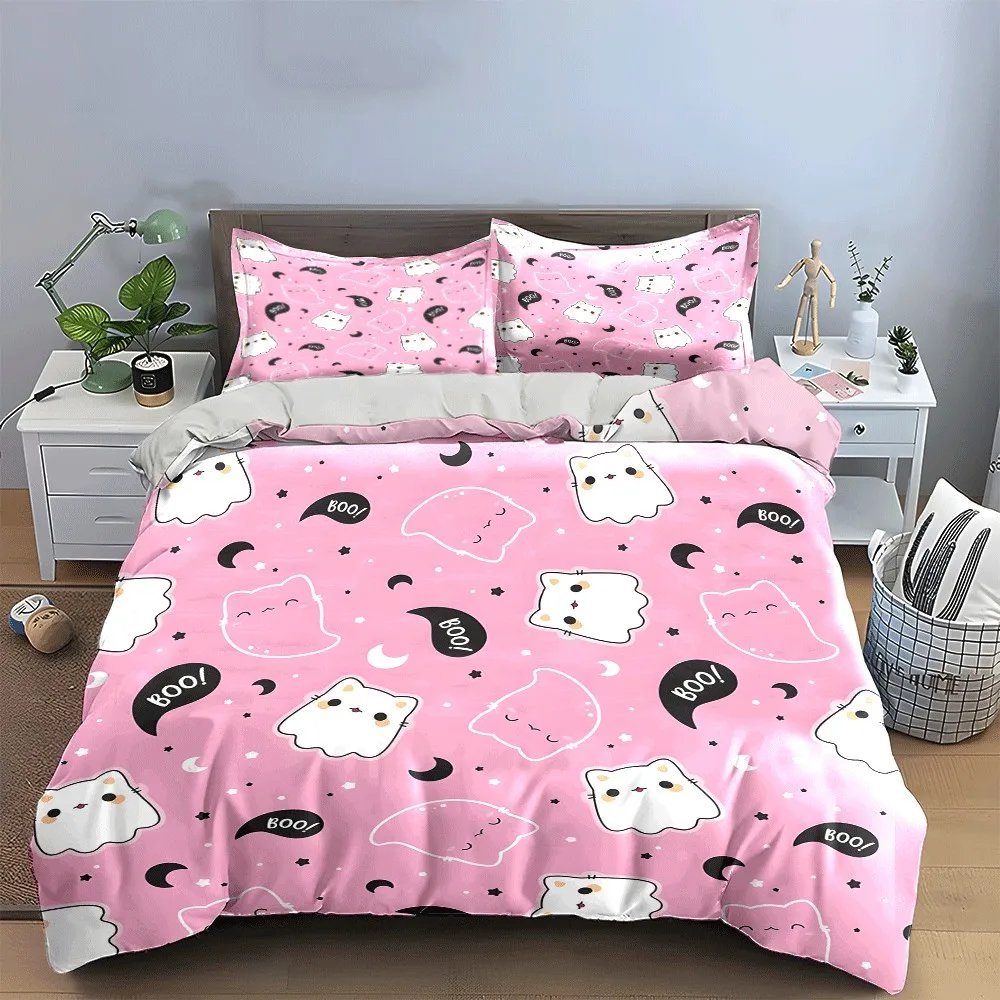 "Adorable Ghost Cat Bedding Set" Exquisite three-piece bedding set gift for kids and adults
"Adorable Ghost Cat Bedding Set" Exquisite three-piece bedding set gift for kids and adults