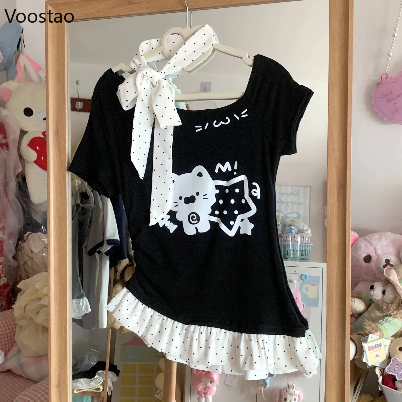 Japanese Kawaii Cat Print Lolita T-Shirts Women Y2k Aesthetic Wave Point Ruffles Tops Sweet Girl Short Sleeve Grunge Gothic Tees
Japanese Kawaii Cat Print Lolita T-Shirts Women Y2k Aesthetic Wave Point Ruffles Tops Sweet Girl Short Sleeve Grunge Gothic Tees