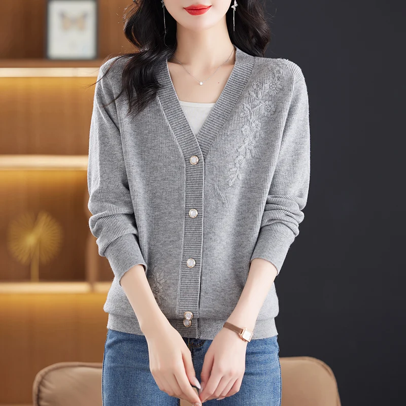 Embroidery Single Breasted Cardigan Sweater Women 2025 Autumn Spring Women Clothing Soft Slim Knitwear Cardigans
Embroidery Single Breasted Cardigan Sweater Women 2025 Autumn Spring Women Clothing Soft Slim Knitwear Cardigans