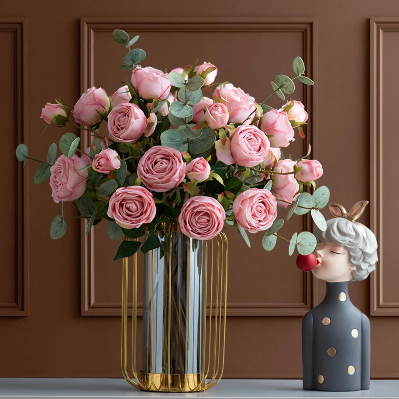 Light luxury simulated flower rose living room entrance decorative dining table flower arrangement
Light luxury simulated flower rose living room entrance decorative dining table flower arrangement