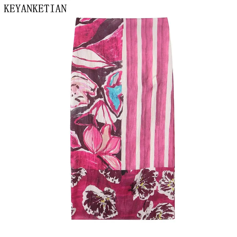 KEYANKETIAN Summer New Women Flower Print Color Matching Striped Skirt Retro style Zipper High Waist Back Slit Pencil MIDI Skirt
KEYANKETIAN Summer New Women Flower Print Color Matching Striped Skirt Retro style Zipper High Waist Back Slit Pencil MIDI Skirt