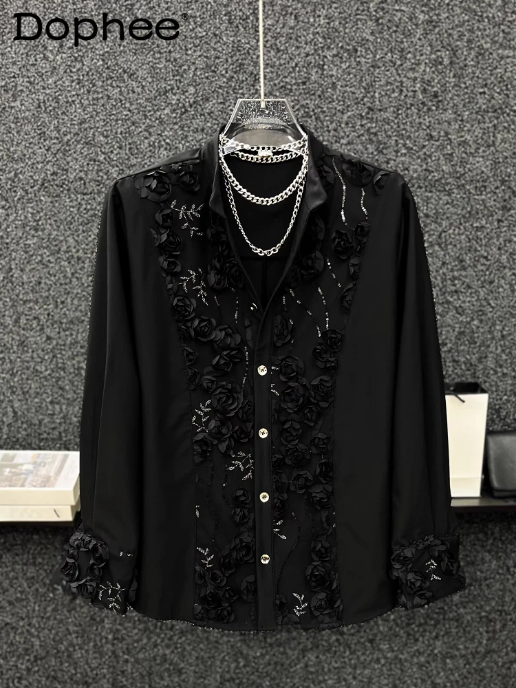 Men's 2025 Autumn New Handsome Loose New Chinese Tops Niche Design Embroidered Sequined Shoulder Padded Shirts Trendy Rose Shirt
Men's 2025 Autumn New Handsome Loose New Chinese Tops Niche Design Embroidered Sequined Shoulder Padded Shirts Trendy Rose Shirt
