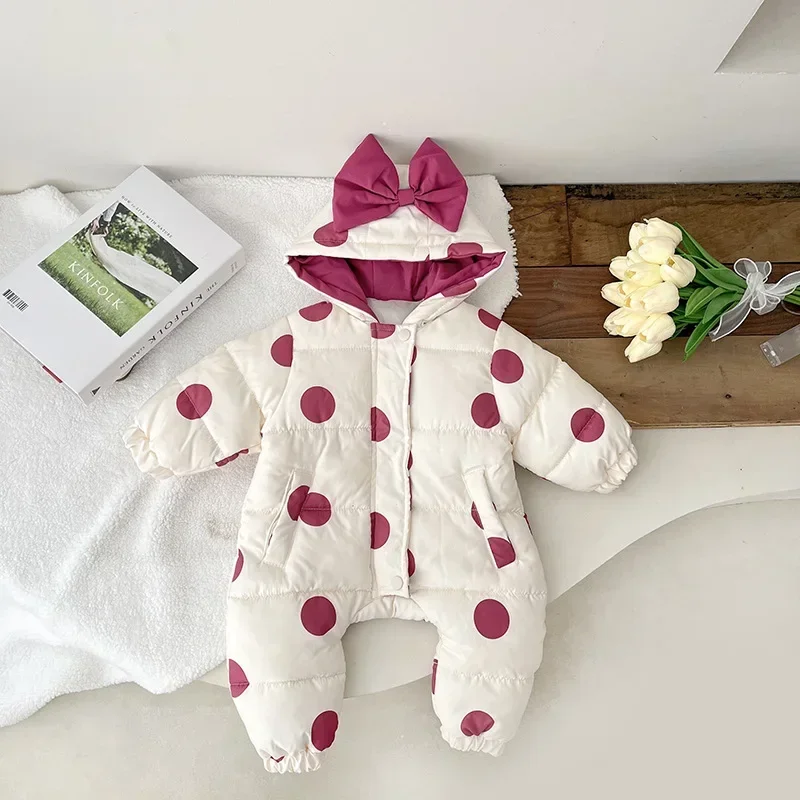 Winter New in Infant Baby Girls Cute Dot Jumpsuits - Kids Thick Plush Hooded Big Bow Zipper Outwear , Newborn Toddler Romper
Winter New in Infant Baby Girls Cute Dot Jumpsuits - Kids Thick Plush Hooded Big Bow Zipper Outwear , Newborn Toddler Romper