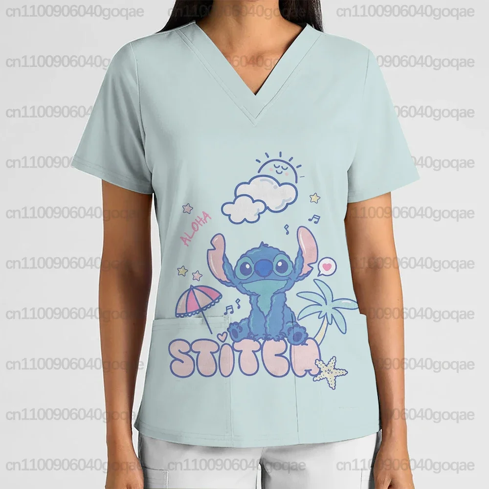 Disney Halloween Stitch Main Print Frosted Top New Summer Women's Nurse Medical Uniform Operating Room T-shirt
Disney Halloween Stitch Main Print Frosted Top New Summer Women's Nurse Medical Uniform Operating Room T-shirt