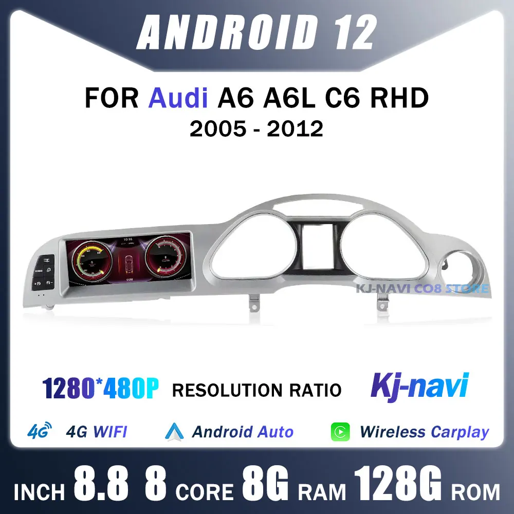 Автомагнитола 8,8 дюйма для Audi A6, A6L, C6, 2005-2012, RHD, 4G, Lte, Android 12, Автомобильная Мультимедийная система с GPS-навигацией, Автомобильный плеер на Android
Автомагнитола 8,8 дюйма для Audi A6, A6L, C6, 2005-2012, RHD, 4G, Lte, Android 12, Автомобильная Мультимедийная система с GPS-навигацией, Автомобильный плеер на Android
