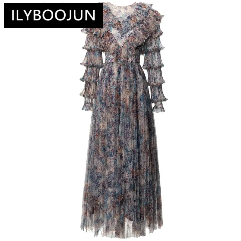 ILYBOOJUN Fashion Spring Mesh Long Dress Women's O-Neck Ruffles Lantern Sleeve Flowers Print Elegant Party Pleated Dresses
ILYBOOJUN Fashion Spring Mesh Long Dress Women's O-Neck Ruffles Lantern Sleeve Flowers Print Elegant Party Pleated Dresses