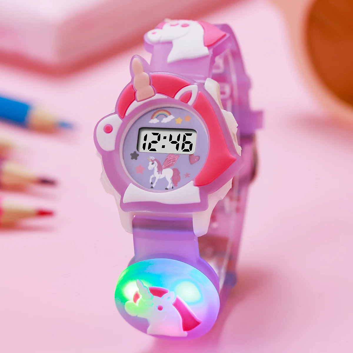 Милые креативные светящиеся часы в форме единорога, уникальные красочные электронные наручные часы, подходят для подарков на Рождество и Хэллоуин
Милые креативные светящиеся часы в форме единорога, уникальные красочные электронные наручные часы, подходят для подарков на Рождество и Хэллоуин